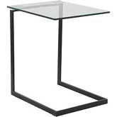 Zenn Side End Table in Black Metal & Clear Glass